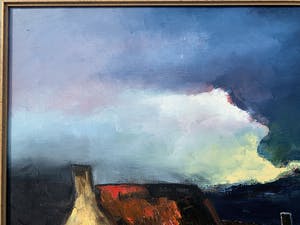 Paul Permeke - Olieverf schilderij: boerderij en dreigend onweer kopen? Bied vanaf 350!