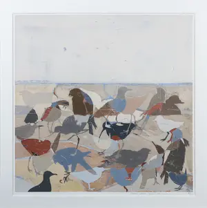 Petra Voots - Aangeboden Zeefdruk op papier, Birds II 2010 Vlieland - ingelijst kopen? Bied vanaf 85!