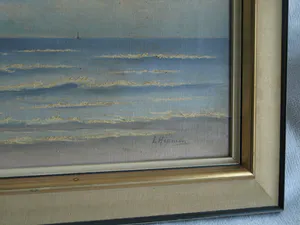 Jan Hopman - Ingelijst, olieverf op doek, Zeegezicht kopen? Bied vanaf 50!