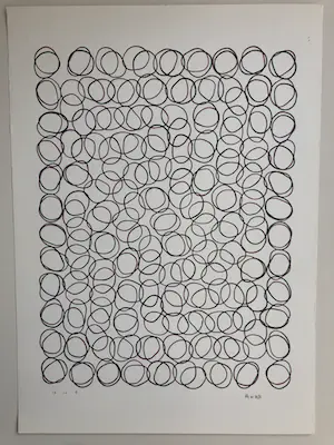 Gillis van Oosten - compositie met paars en groene cirkels kopen? Bied vanaf 75!