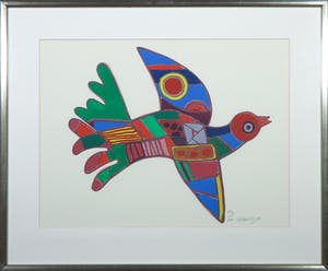Corneille - Zeefdruk, Oiseau bariolé - Ingelijst kopen? Bied vanaf 150!