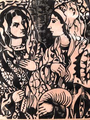 Niet of onleesbaar gesigneerd - "Perpetua en Felicitas" (Frans Masereel?) verkocht voor € 1!