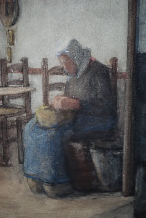 Theodora Elisabeth Wolterbeek Muller - vrouw in boerenkeuken - aquarel kopen? Bied vanaf 65!