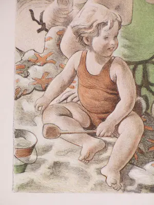 Pol Dom - Een dagje aan het strand - Kleurlitho kopen? Bied vanaf 45!