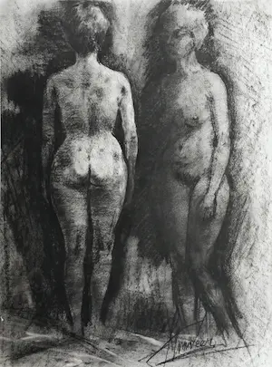 Jan van der Veer - drie tekeningen - 2 x naakt en 1x portret kopen? Bied vanaf 60!