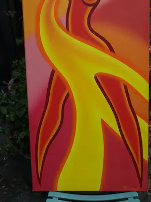 Donna Corbani - Acrylverf op doek , On Fire – 2004 – Groot , 120 x 50 cm kopen? Bied vanaf 1!