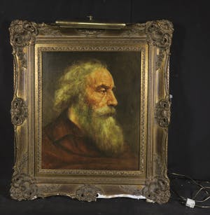 Victor van Neer - Olieverf op doek, Portret van oude man en profil - Ingelijst kopen? Bied vanaf 1!