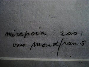 Erna van Mondfrans - Magnifiek pointillistisch Pastel "Landschap Mirepoix Frankrijk" gesigneerd - kopen? Bied vanaf 10!