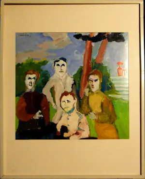 Ron Ekkelenkamp - ACRYL op papier - 'Familie in Park' - ingelijst - 72B kaufen? Bieten Sie von 1!