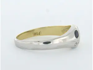 18k bicolour gouden ring met saffier en diamant 0.09 ct kopen? Bied vanaf 400!