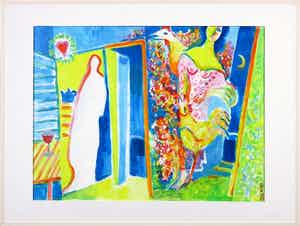 Joe Wols - Acryl op karton, Zonder titel - Ingelijst verkocht voor € 80!