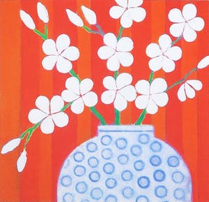 Mariska Meijers - Zeefdruk, Blossom and orange stripes kopen? Bied vanaf 1!