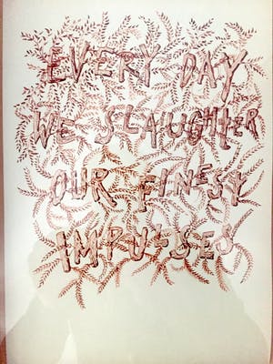 Jean Bernard Koeman - 'Every day we slaughter our finest impulses' - Pentekening, Ingelijst kopen? Bied vanaf 45!