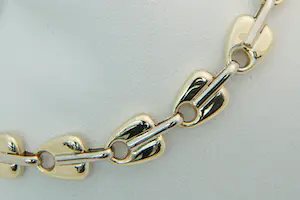 68 - Aparte 14Krt bicolor gouden unisex armband -  fantasie schakel - gekeurd kopen? Bied vanaf 480!