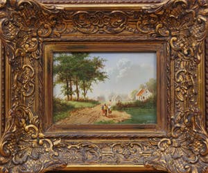 Peter R. van Essel - olieverf op paneel - landschap met figuren kopen? Bied vanaf 135!