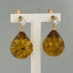 18k gouden oorhangers met barnsteen en briljant geslepen diamant tot. 0.18ct kaufen? Bieten Sie von 340!