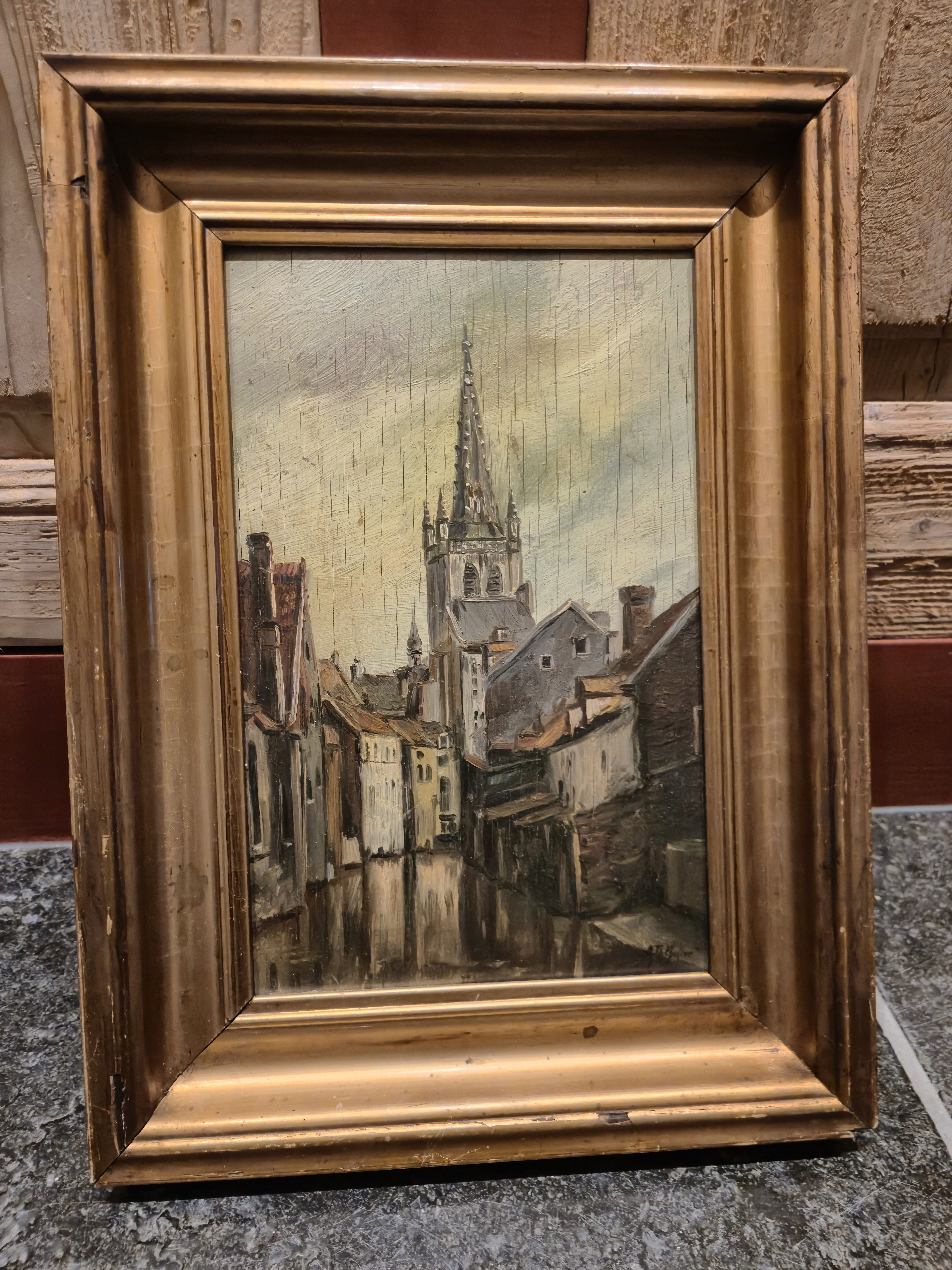 Anton Muller - Stadsgezicht met kerk en steeg kaufen? Bieten Sie von 35!