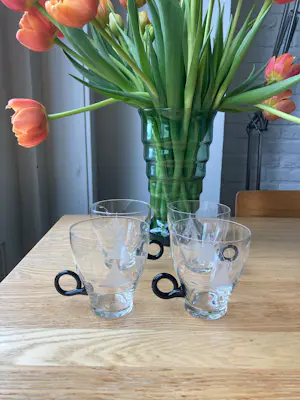 Andries Dirk Copier - Set van 4 Bowl glazen, geëtst, uit de jaren 40/50ig kopen? Bied vanaf 28!