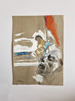 Jacques Pecnard - Fraaie expressionistische gemengde techniek "pour les gens et la patrie" gesird kopen? Bied vanaf 1!