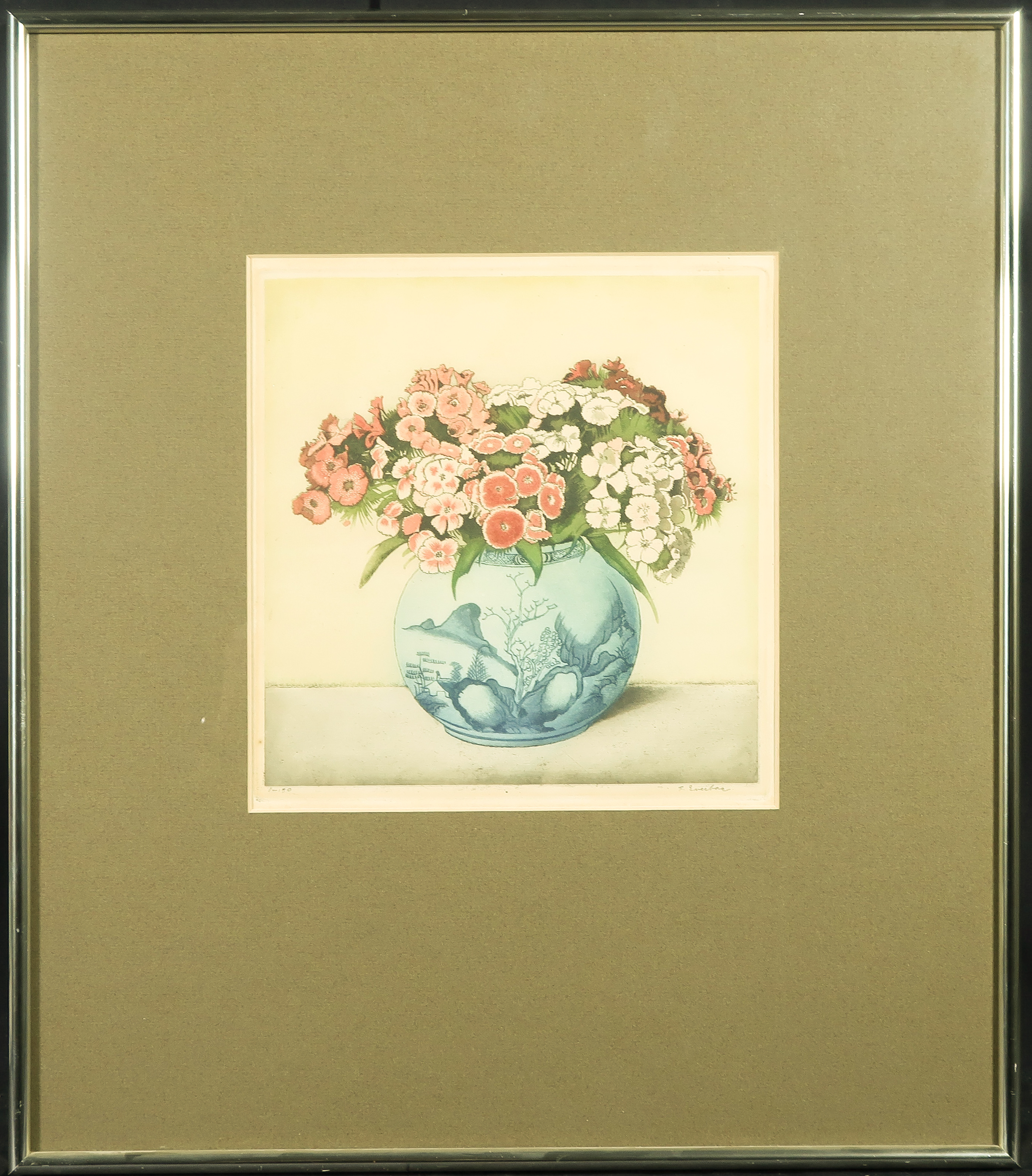 Frans Everbag - Ets en aquatint, Duizendschoon - Ingelijst verkocht voor € 1!