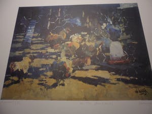 Rob Houdijk - Offset-litho, Titel, "Kippenhok". kopen? Bied vanaf 30!
