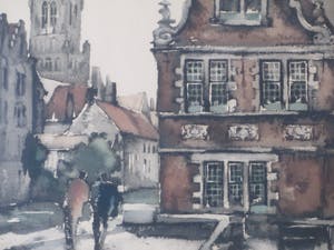 Roger Hebbelinck - Stadsgezicht Brugge met Belfort - Ets kopen? Bied vanaf 50!