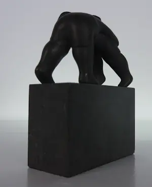 Jan Pieter Leeuwenburgh - Set van drie bronzen beeldjes, Hardloper, Worstelaars en Zwanger kopen? Bied vanaf 300!