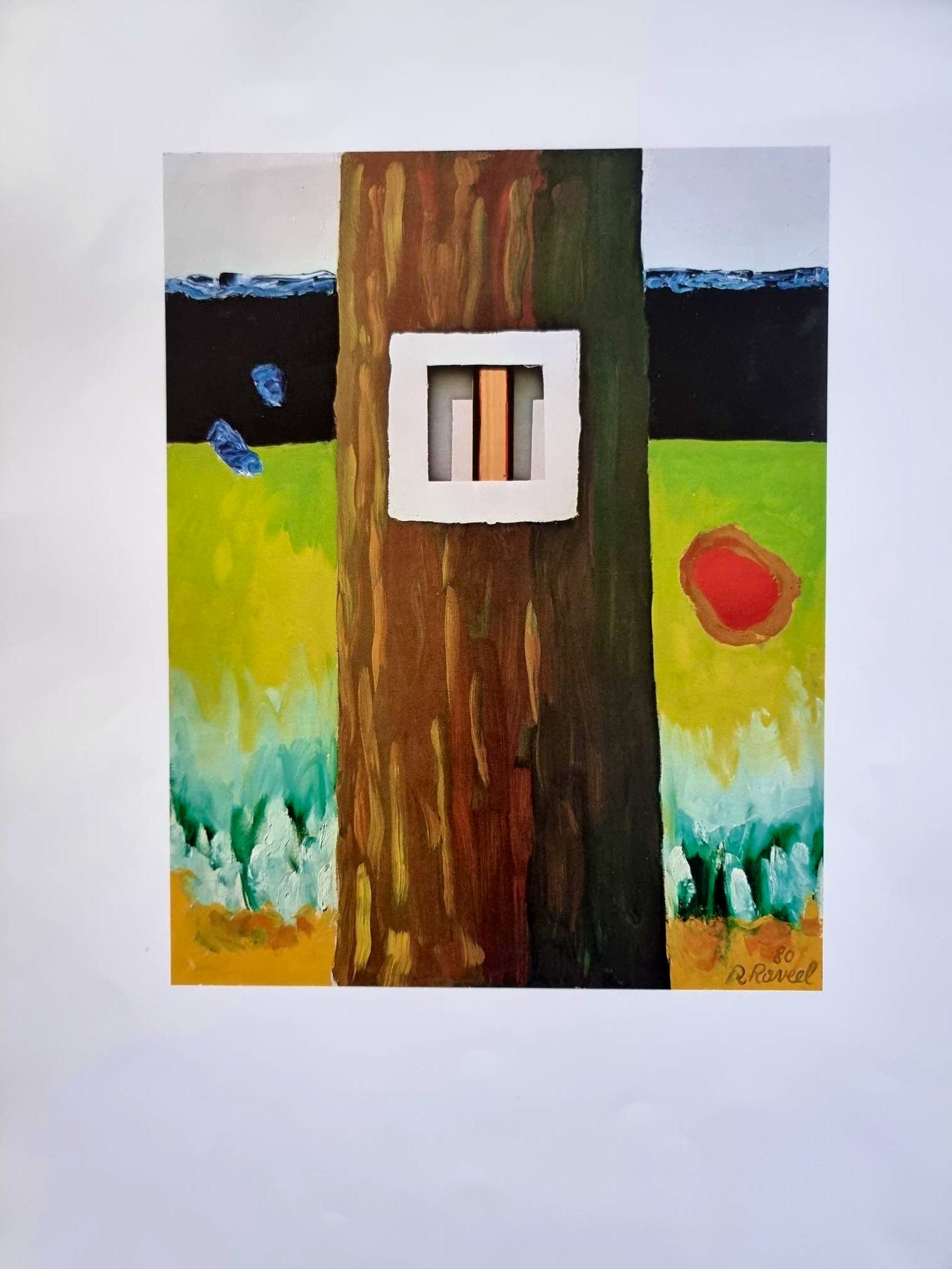 Roger Raveel - Boom en vertikale kruislat verkocht voor € 50!