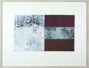 Henri Plaat - Gouache, Geometrisch-abstracte compositie in grijs, wit en roze - Ingelijst verkocht voor € 100!