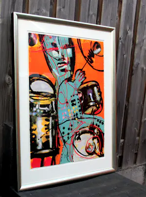 Herman Brood - Ingelijste zeefdruk:het bandje: de drummer - 1990 kopen? Bied vanaf 350!