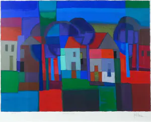 Ton Schulten - Zeefdruk, Dorpskern - Ingelijst (Groot) kopen? Bied vanaf 300!