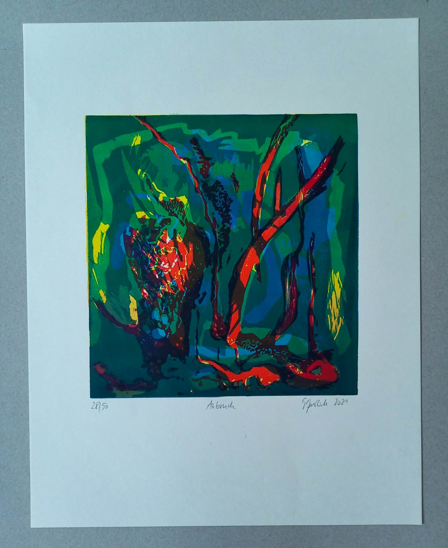 Gabriele Sperlich - Anbruch 2021 Holzschnitt Linolschnitt Irisdruck Auflage nur 50 Exemplare kopen? Bied vanaf 70!