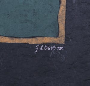 Geertje Briels - Houtdruk op geschept papier, Overdrijven met vis kopen? Bied vanaf 1!