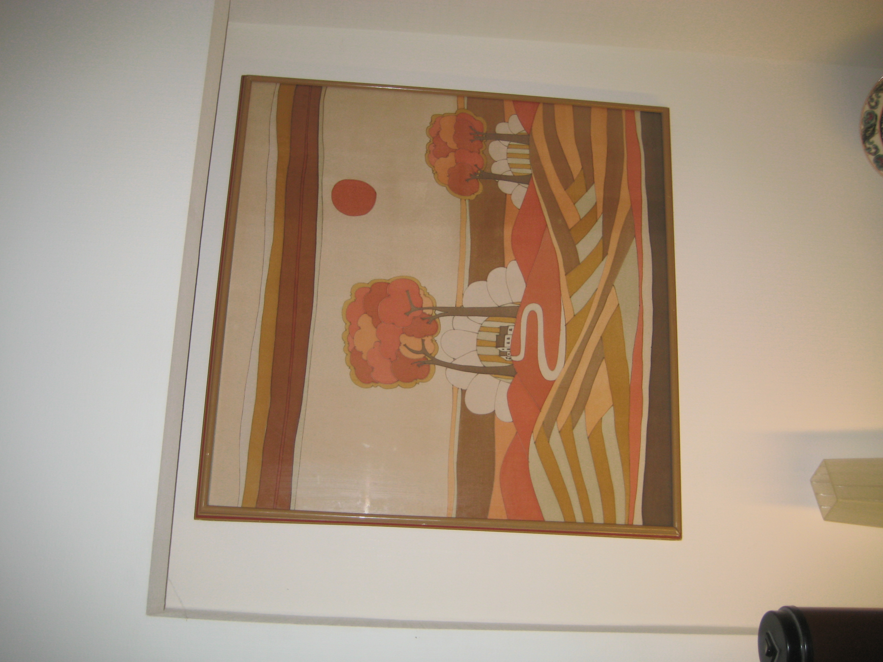 Odile Penelle - Odille Penelle, Huizen op een heuvel, jaren 1980, Aquarel op zijde kopen? Bied vanaf 300!