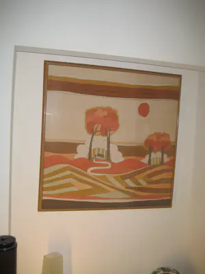 Odile Penelle - Odille Penelle, Huizen op een heuvel, jaren 1980, Aquarel op zijde kaufen? Bieten Sie von 300!