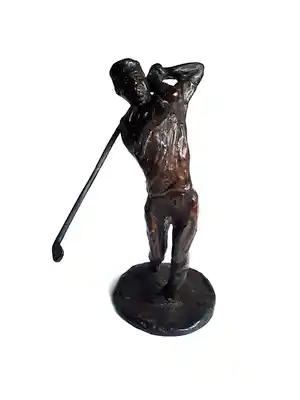Hans Kuyper - 'Golfer' - massief bronzen beeld monogram - 23375 vendu pour 95€ !