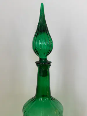 Empoli Glas - Groene Empoli glazen karaf, iconisch model Genie, 1970 kopen? Bied vanaf 75!