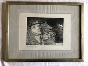 Sven Hoekstra - Man en Draak - Ets, Ingelijst kopen? Bied vanaf 55!