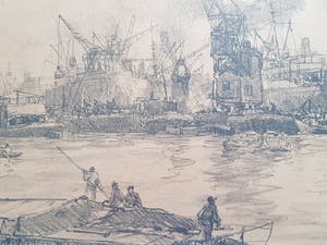 Johan Hendrik van Mastenbroek - Havengezicht met graanelevatoren - Rotterdam kopen? Bied vanaf 50!