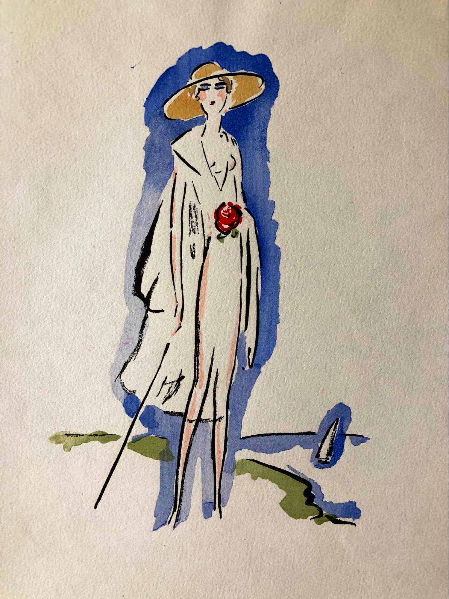 Kees van Dongen - Kees van Dongen - Elegante vrouw aan zee - 1925 verkocht voor € 275!