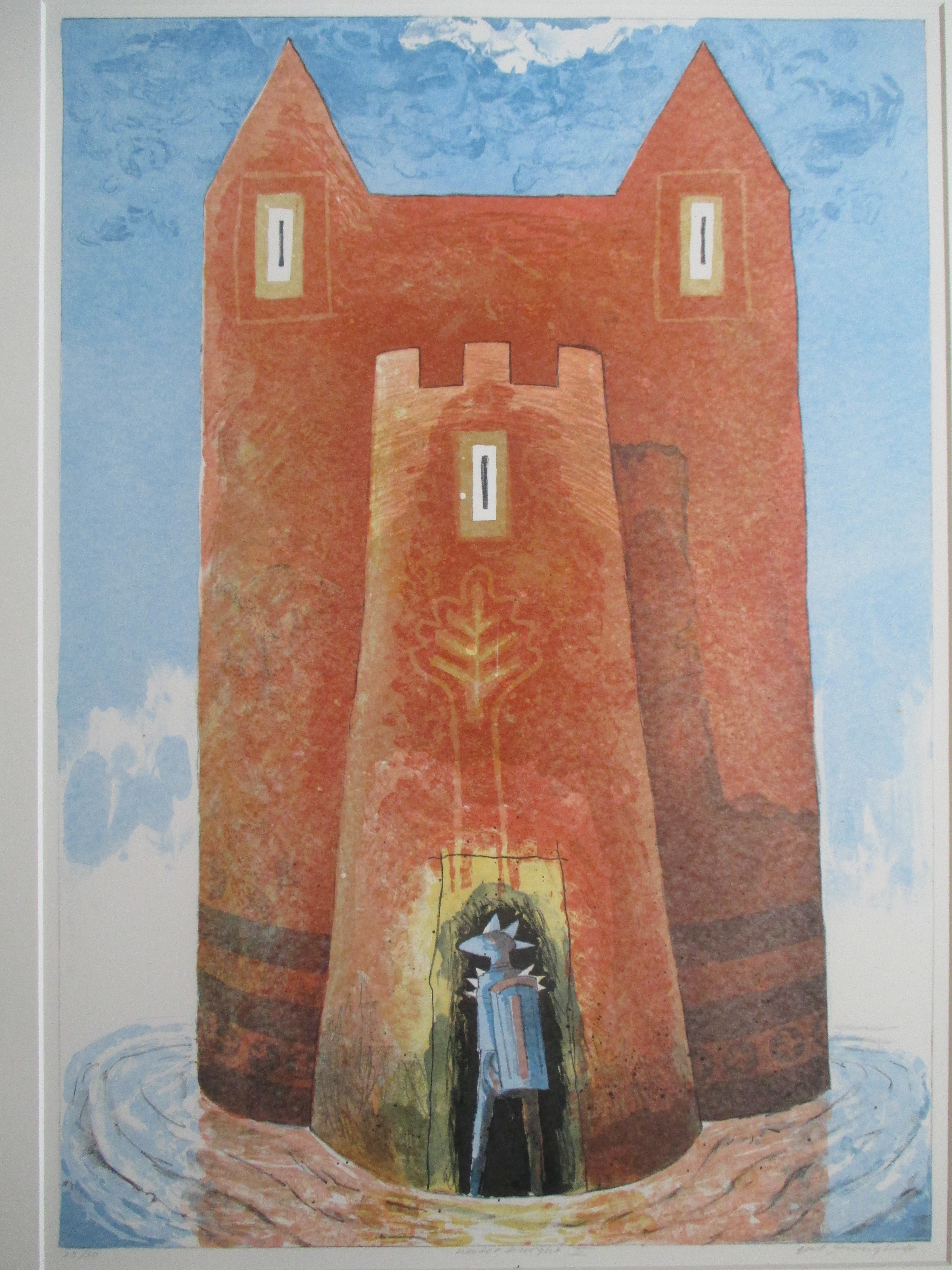 Gert Strengholt - grote ingelijste litho 'Water Burght III'' in Barth lijst kopen? Bied vanaf 55!
