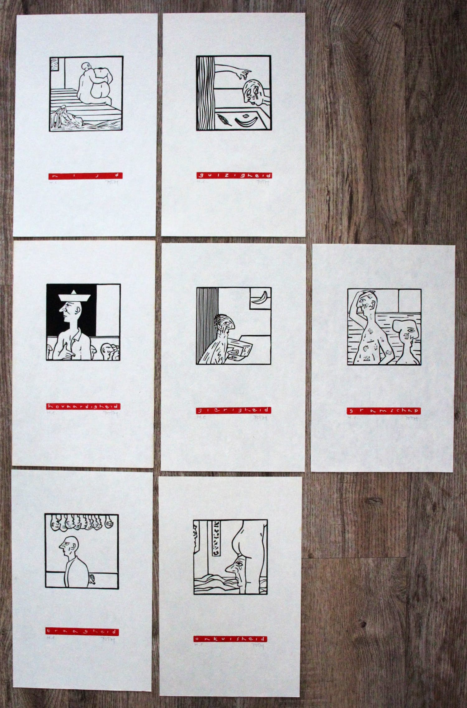 Tom Thijsse - 7 houtsneden: De zeven Hoofdzonden - 1999 kopen? Bied vanaf 1!