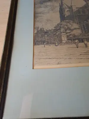 Hendrik Henrichs - Ets Grote Markt en st. Bavo kerk Haarlem kopen? Bied vanaf 30!