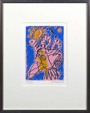 Corneille - Zeefdruk, Allegro III - Ingelijst verkocht voor € 120!