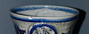 Niet of onleesbaar gesigneerd - Zeldzame oude Portugese faience majolica handgeschilderde vaas Sec XVII kopen? Bied vanaf 1!