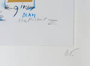 Claes Oldenburg - Litho: 'Notes in hand' Nieuw ingelijst in oude lijst. kopen? Bied vanaf 195!