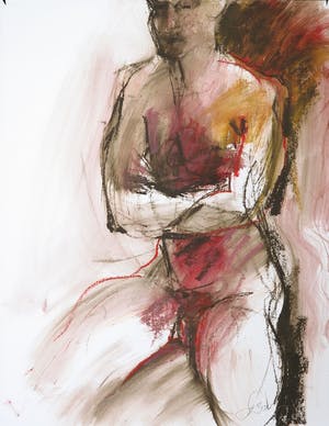 Franscz Witte - Gemengde techniek op papier, Zittend naakt kopen? Bied vanaf 1!