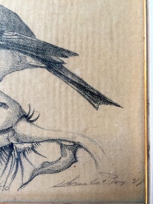 Chris Le Roy - Roodborstje - Lithografie, Ingelijst kopen? Bied vanaf 55!