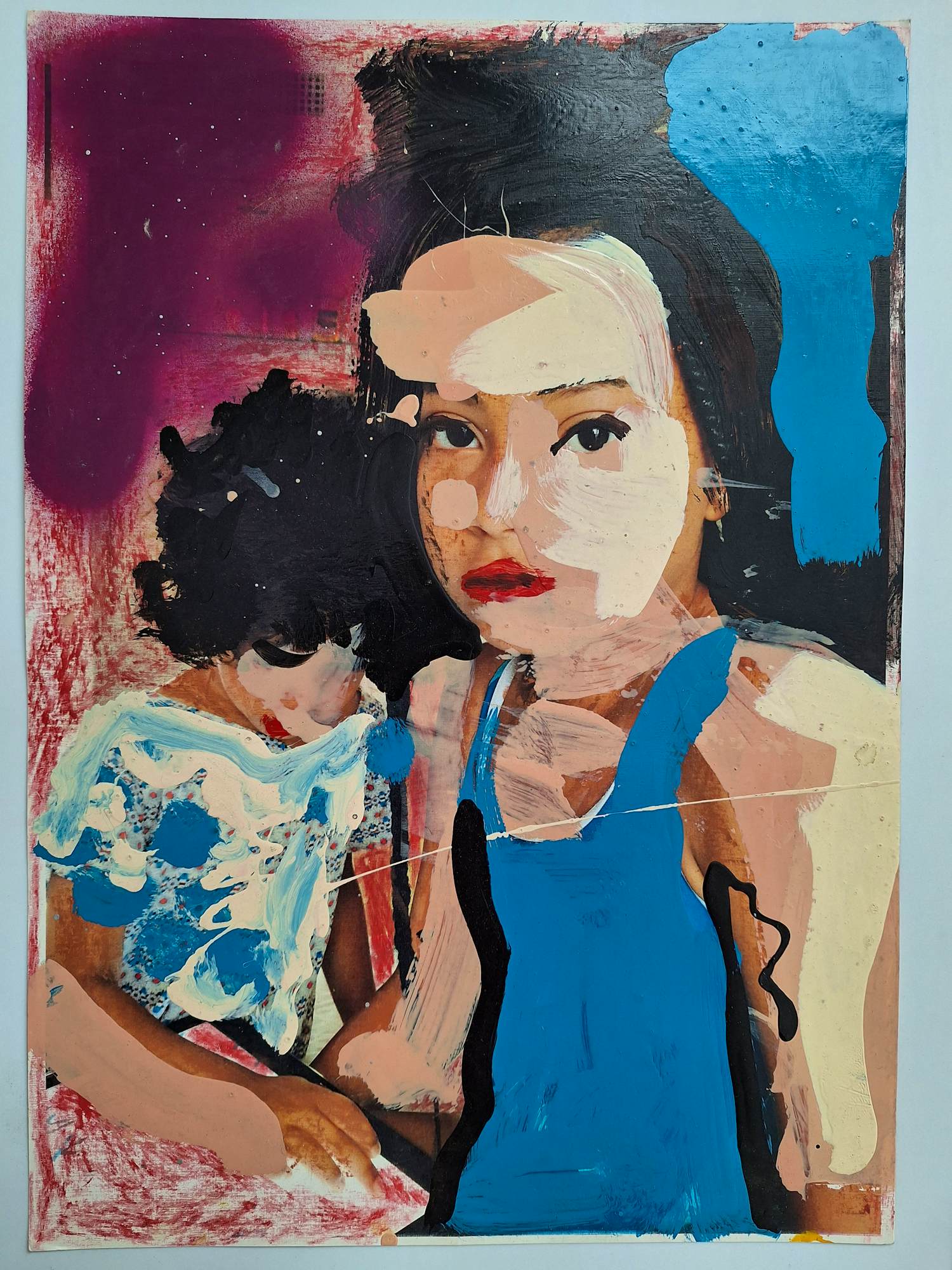 Peter Klashorst - Gemengde techniek - Louisa en Maya - Handgesigneerd !!! verkocht voor € 45!