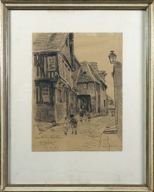 Hendrik Jan Wolter - Houtskooltekening, Honfleur kopen? Bied vanaf 100!